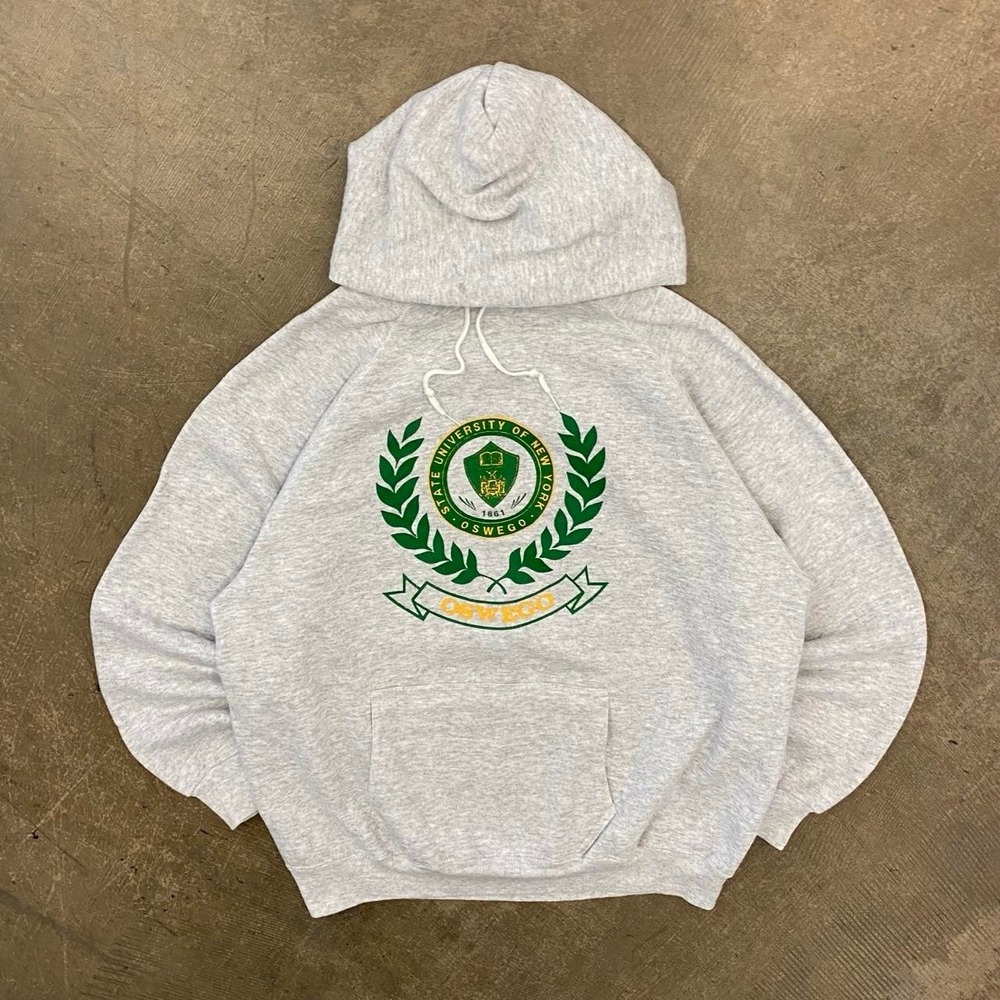 Vintage University of New York Oswego 80s Artex College Hoodie Size XL